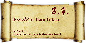 Bozsán Henrietta névjegykártya